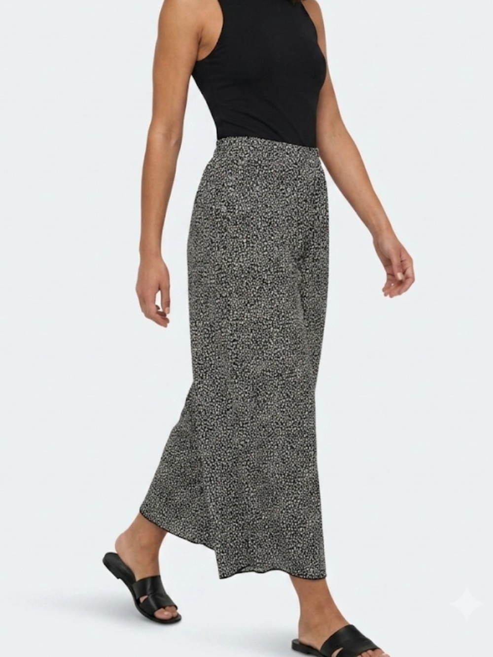 In Bloom High Rise Wide Leg Flowy Casual Pants Size Large Black White